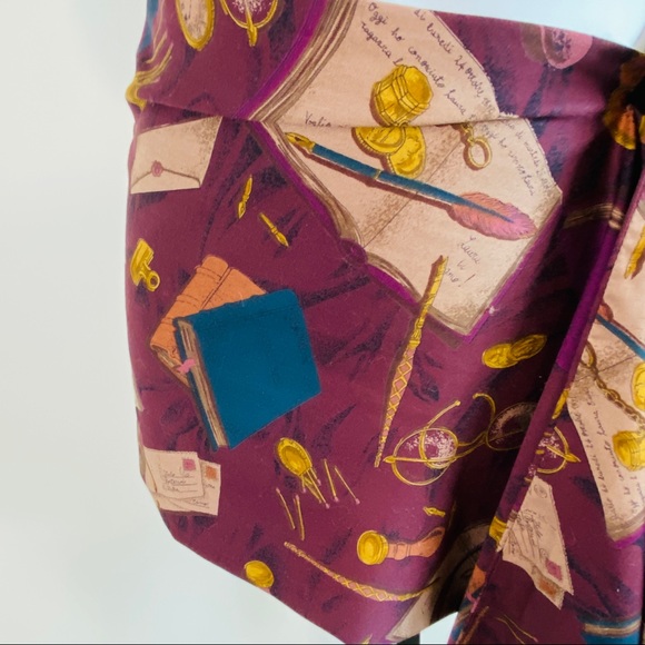 Vintage Love Letter Pen Pal Diary Feather Pen Reversible Fringe Edge Scarf - Picture 6 of 10